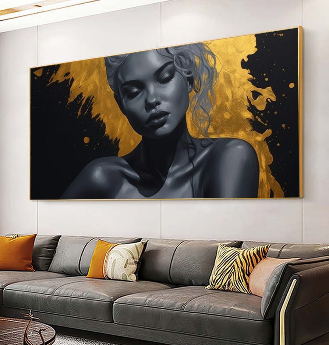 Black Woman Gold Lips Art – Luxury Wall Print (digital Download) - Etsy