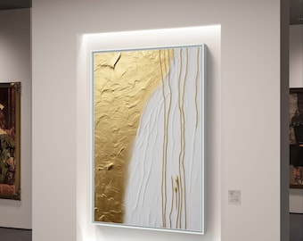 Abstract Gold Foil Print: Large Gray Minimalist Wall Art (Digital Download)
