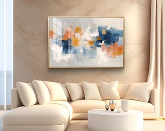 Lienzo abstracto naranja y azul - descarga digital