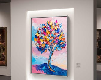 Arte mural abstracto de árbol colorido - Descarga digital