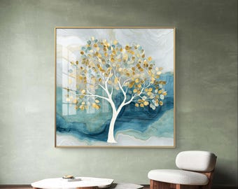 Árbol de la vida dorado - arte mural digital abstracto