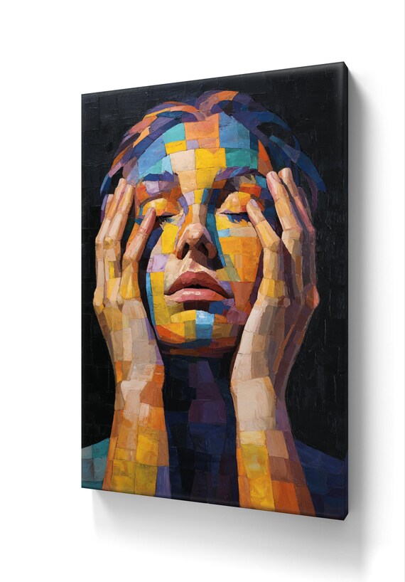 カラフルな抽象的な肖像画の壁アート - デジタルダウンロード - Etsy 日本