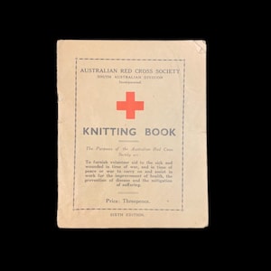 Livret de tricot vintage des années 40 : Croix-Rouge australienne WW2 Aid Ephemera