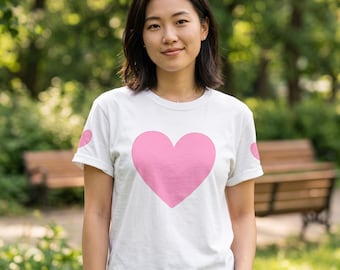 3D Puff Print Pink Heart Shirt, Comfort Colors Valentine's Day Tee, Matching Sleeve Detail