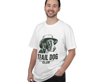 Trail Dog Club Shirt, Hiking Dog in Hat Tee, Comfort Colors Outdoor Dog Lover Gift