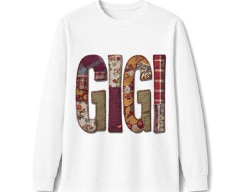 Gigi Grandma Faux Patchwork Long Sleeve Core Cotton Tee