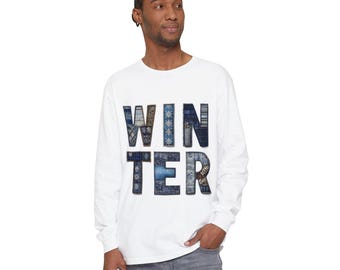 Winter Season Plaid Patchwork Unisex Garment-dyed Long Sleeve T-Shirt