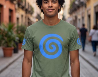 3D Puff Print Swirl Shirt, Abstract Blue Spiral Comfort Colors Tee, Y2K Style