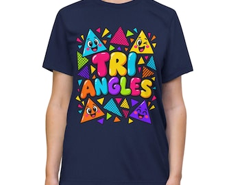 Colorful Triangle Shirt, Geometric Math Teacher Gift, Retro 90s Style (Triblend)