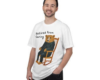 Retired From Caring Bear Shirt, Funny Rocking Chair Tee, Comfort Colors Retirement Gift