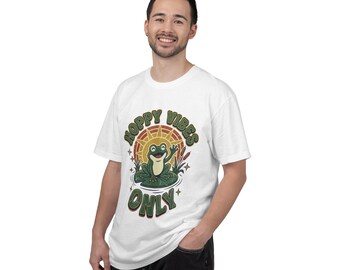 Hoppy Vibes Only Frog Shirt, Cute Retro Lily Pad Tee, Comfort Colors Frog Lover Gift