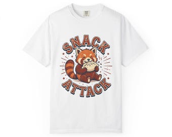 Snack Attack Red Panda Shirt, Cute Foodie Animal Tee, Comfort Colors Red Panda Lover Gift