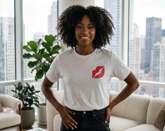 Lips Kiss Lipstick Mark Unisex Jersey Short Sleeve Tee