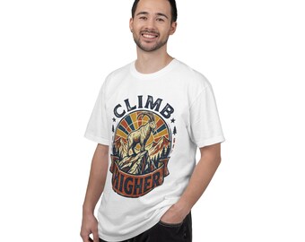 Climb Higher Mountain Goat Shirt, Retro Hiking Tee, Comfort Colors Climber and Outdoor Lover Gift