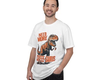 Need More Coffee-Saurus T-Rex Shirt, Funny Dinosaur Coffee Tee, Comfort Colors Coffee Lover Gift