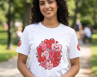 Organic Cotton Love Heart Tee, Valentine's Day Gift for Her
