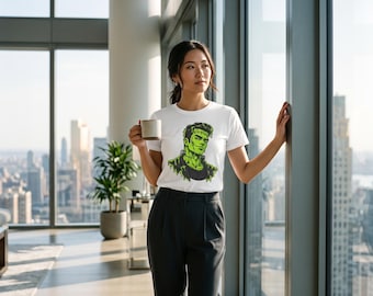 Frankenstein’s Monster Halloween Green Slime Unisex Cotton Crew Tee