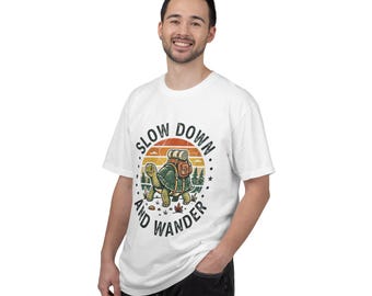 Slow Down and Wander Turtle Shirt, Hiking Turtle Tee, Comfort Colors Nature and Hiker Gift