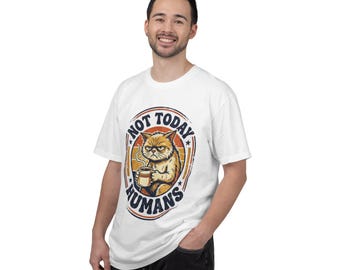Not Today Humans Grumpy Cat Shirt, Funny Coffee Cat Tee, Comfort Colors Sarcastic Cat Lover Gift