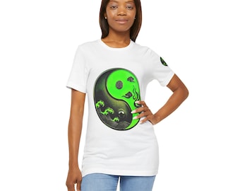 Neon Green Yin Yang Bella Canvas Tee, Spiritual Balance Symbol, Zen Yoga Gift