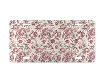 Vintage Rose Pattern Vanity Plate | Floral License Plate