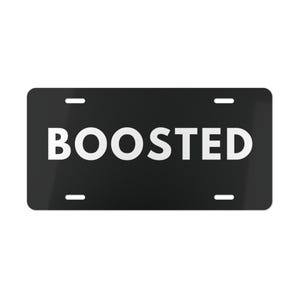 Boosted Car Enthusiast Decorative License Plate Metal Sign, JDM Racing Garage Wall Decor, Turbo Performance Automotive Enthusiast Art