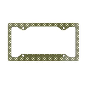 Olive Green Polka Dot License Plate Frame, Boho Retro Car Accessory