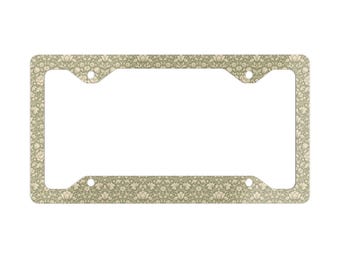 Floral Pattern Metal License Plate Frame | Stainless Steel Car Frame