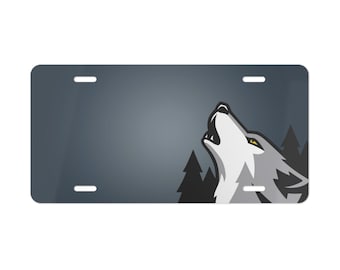 Howling Wolf License Plate | Aluminum Car Tag, Wildlife Decor