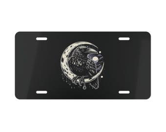 Placa de carro gótica Crow Moon: Dark Fantasy Raven Car Tag