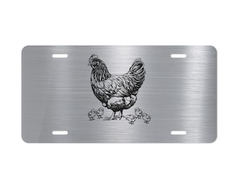 Custom Chicken Vanity Plate: Aluminum Car Accessories, Farmhouse Decor