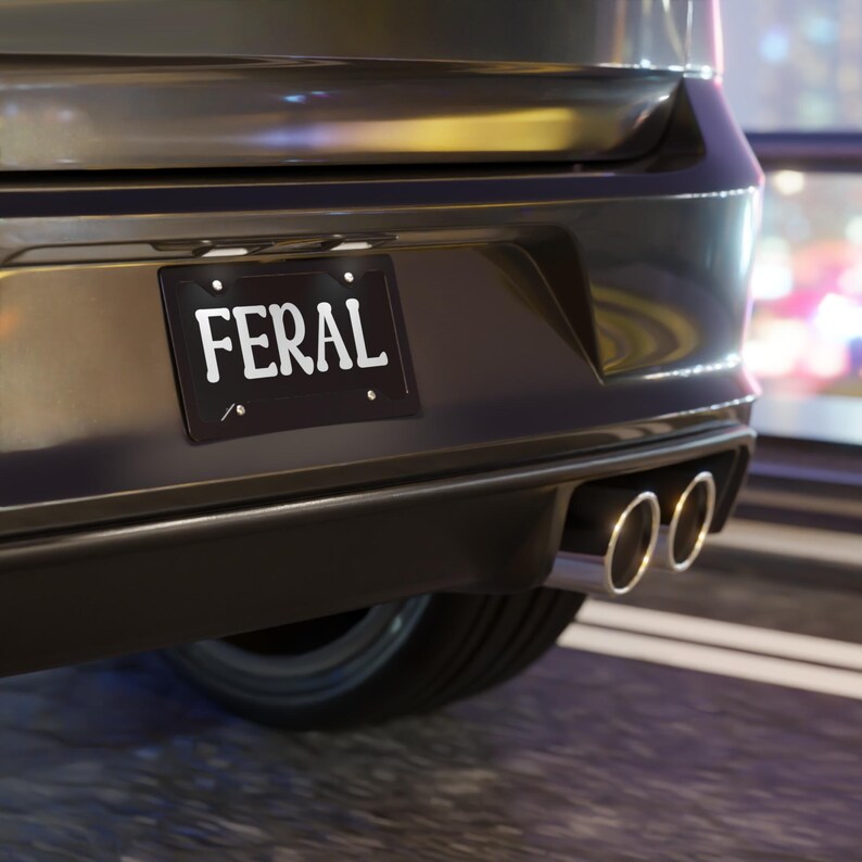 FERAL Aluminum License Plate: Novelty Car Tag image 4