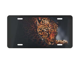 Wild Leopard Vanity Plate: Aluminum Animal Car Decor