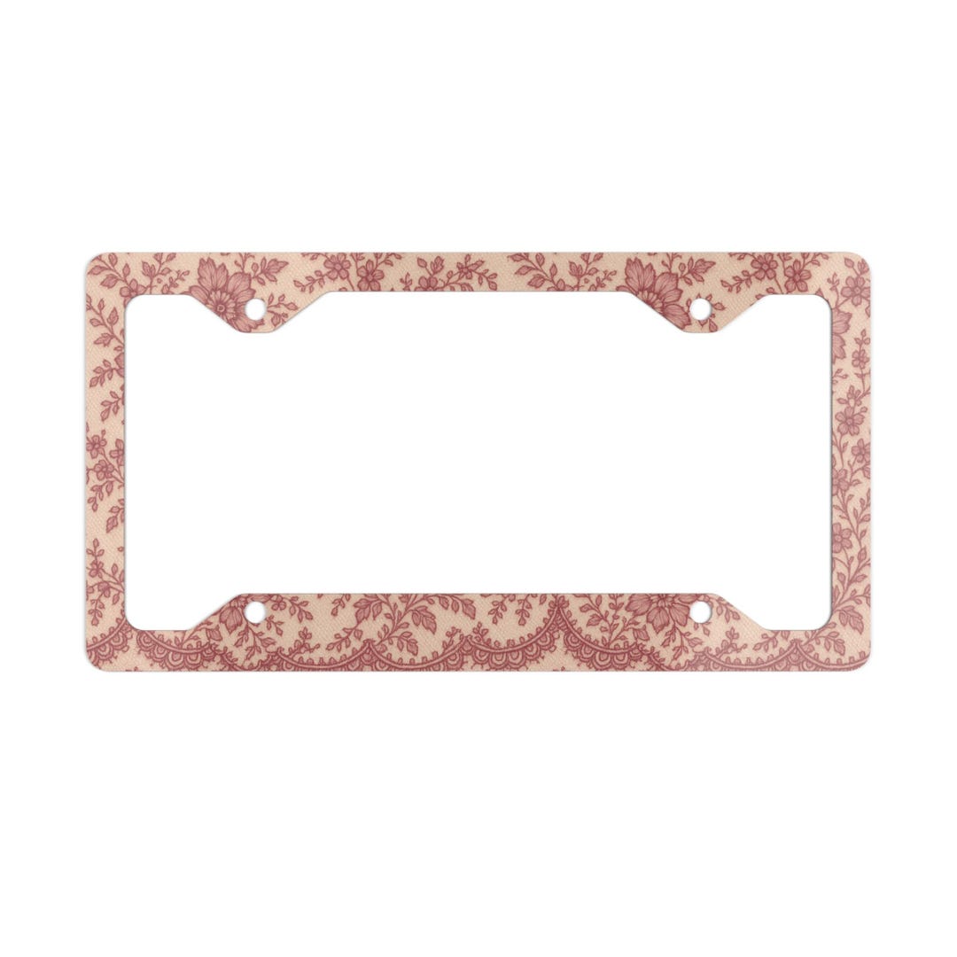 Pink License Frame Pink Lace Floral License Plate Frame – Vintage Rose Car Accessory - Etsy