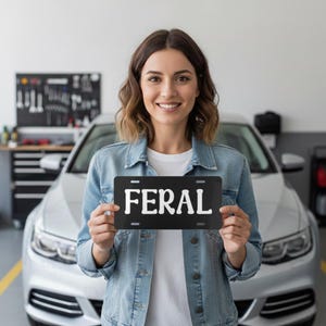 FERAL Aluminum License Plate: Novelty Car Tag image 2