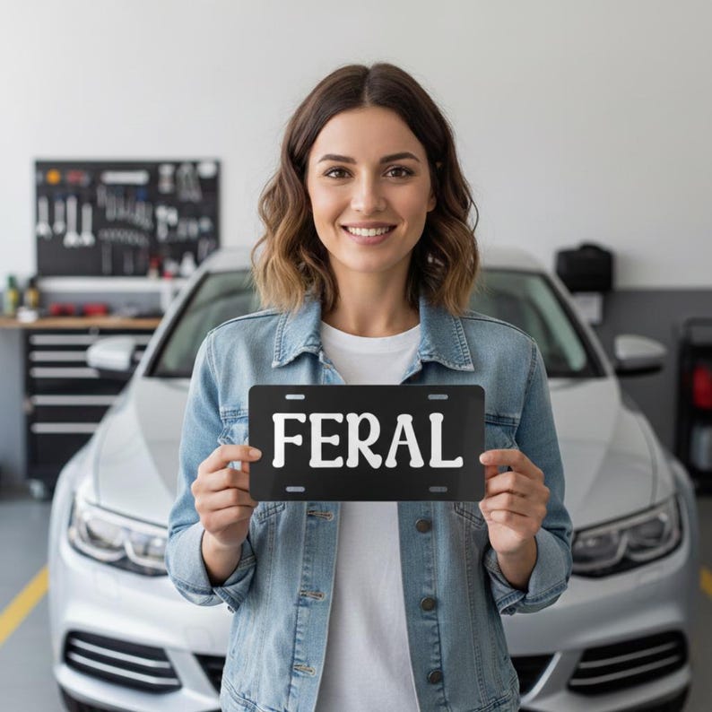 FERAL Aluminum License Plate: Novelty Car Tag image 2