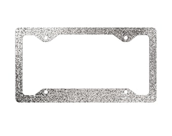 Cornice per targa in metallo argentato glitterato / accessorio scintillante per auto