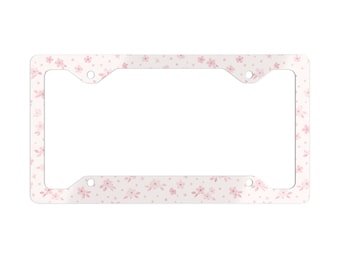Pink Cherry Blossom Metal License Plate Frame | Sakura Car Plate Border