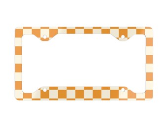 Retro dambordnummerplaatframe: geel en wit autoaccessoire
