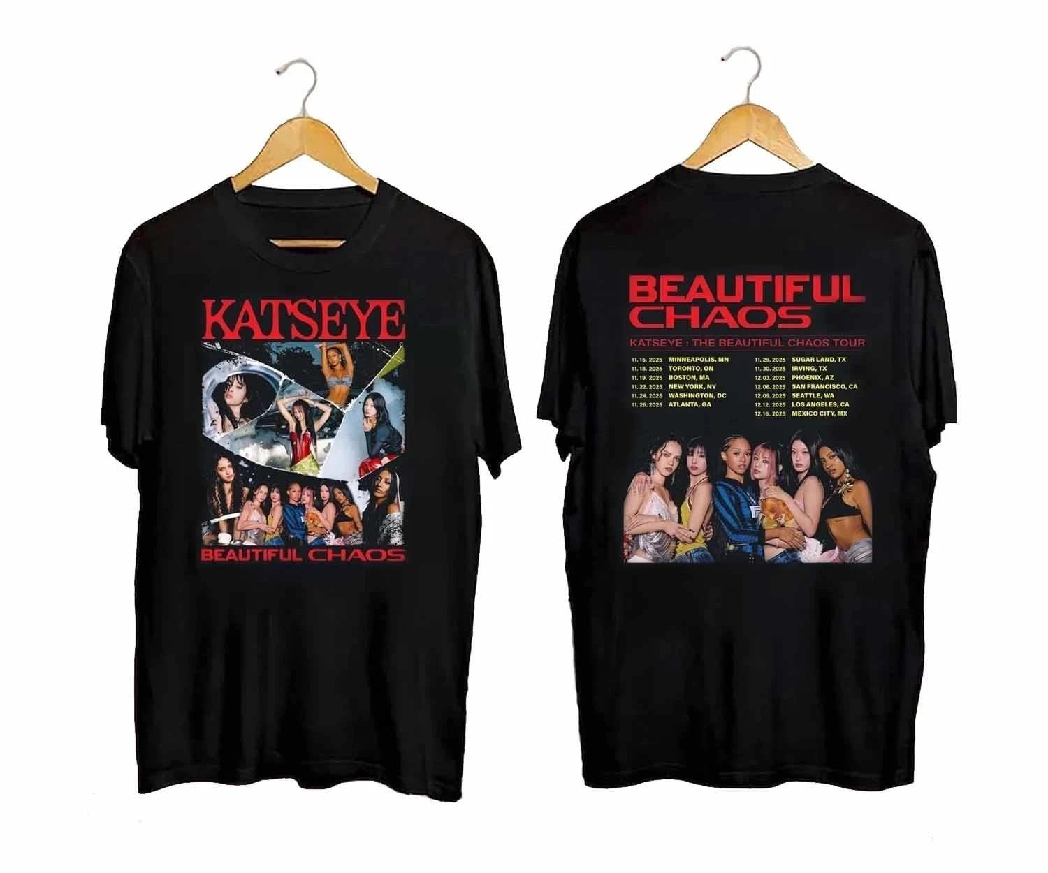 T-shirt Katseye 2025 The Beautiful Chaos Tour Merch - Unisexe, Manches Courtes, Polyester Léger Pour Fans K-Pop - 8