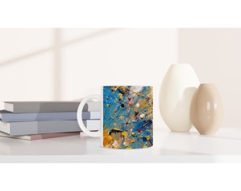 11oz Coffee Cup Mug | Morning Tea Mug | Colorful Bright Modern Abstract Expressionism Style Designer Gift Idea
