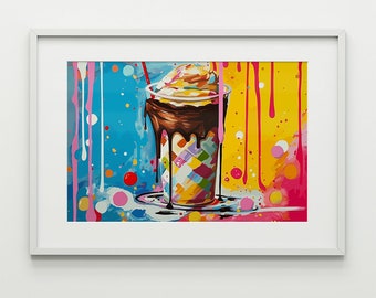 Colorful Milkshake Pop Art Bold Abstract Contemporary Printable Wall Art Digital Illustration Retro Comic Home Decor Modern Wall Decor