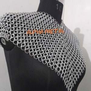 Chainmail shoulder collar armor metal aluminum unisex neck piece gothic cosplay costume renaissance larp reenact renfaire festival clothing