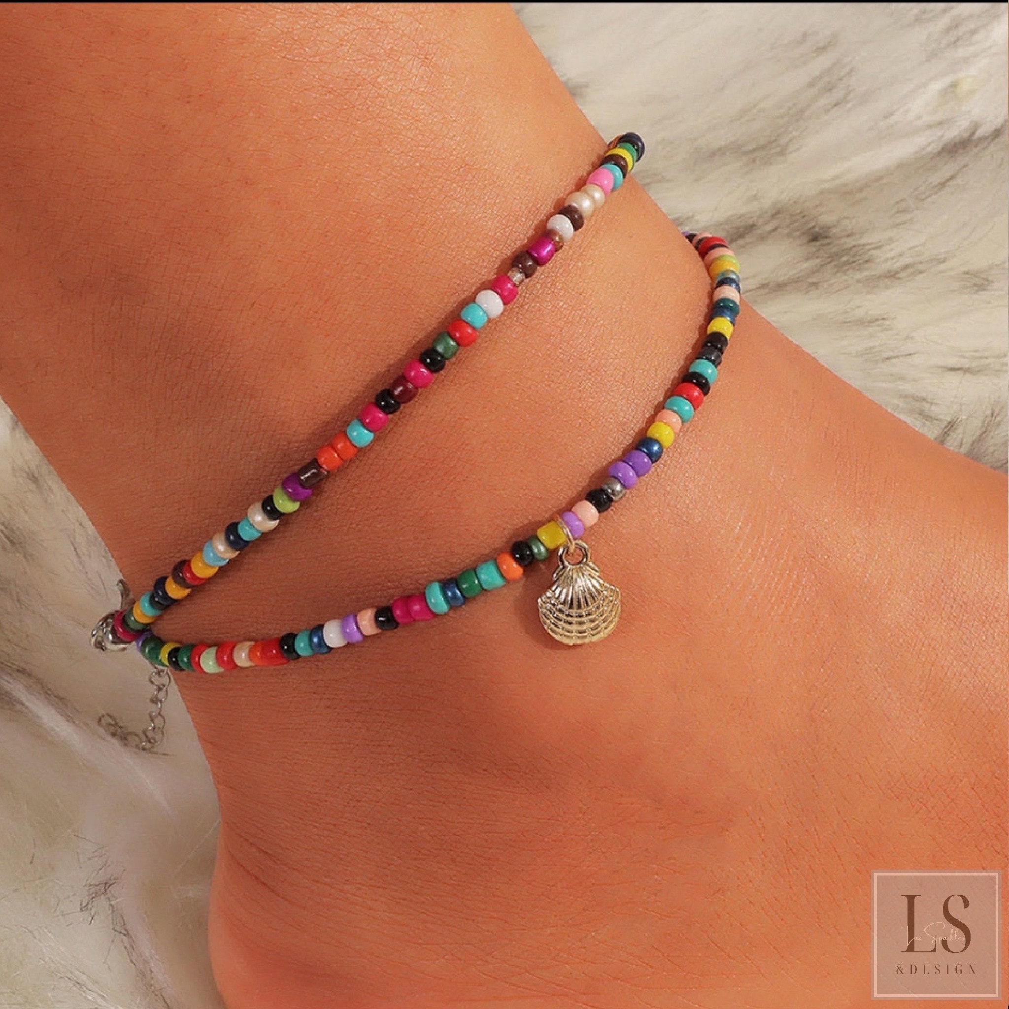 Cute beaded anklets clearance