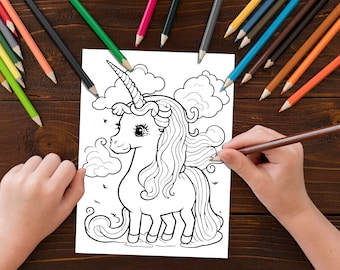 Unicorn 6 Coloring Pages for Kids Ready to Print Digital Download