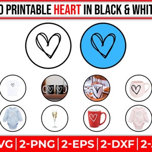 Printable Heart Collection - 10 Instant Downloads - SVG, PNG, All Format - DIY Crafts, Cricut & Silhouette Compatible - Digital Download