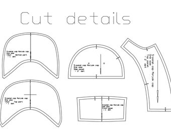 Pattern of 5 panel cap PDF sewing pattern, Instant download