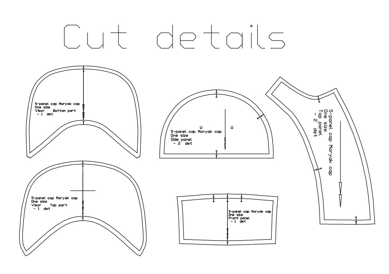 Pattern of 5 Panel Cap PDF Sewing Pattern, Instant Download Etsy