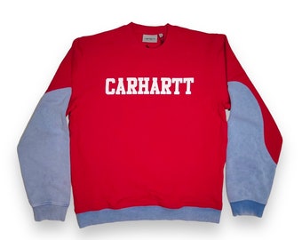 CUSTOM Carhartt Crewneck NOUVEAU rouge bleu taille Medium