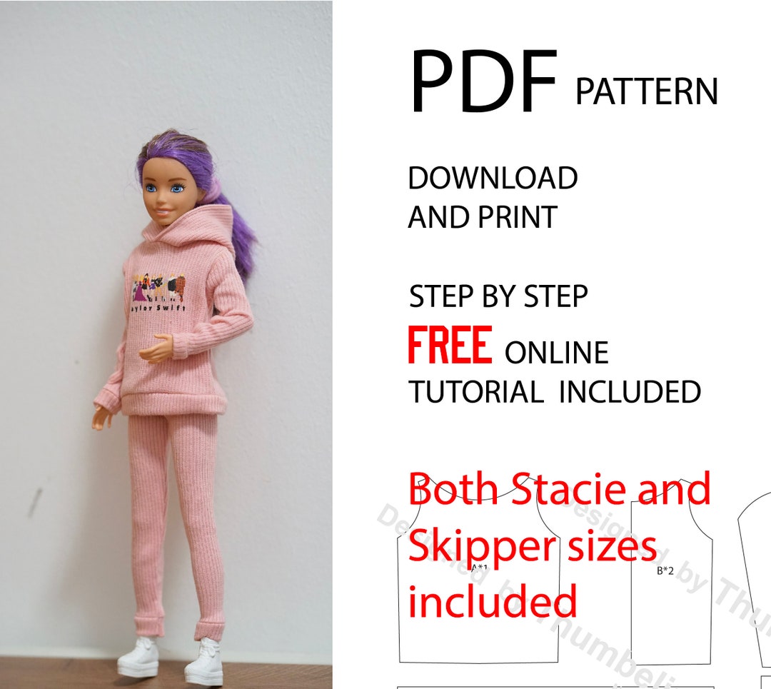 PDF Sewing Pattern for Skipper Size and Stacie Size Doll, FREE DIY ...